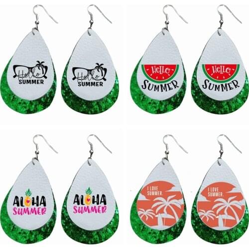 2021 New Hello Summer Earrings Faux leather Earrings Teardrop Earrings