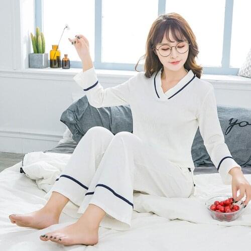 Plus Size Women Spring Autumn New Long Sleeve Wide leg pants pajamas Set 2-Pieces Cotton Pyjamas Suit Loose Casual Homewear
