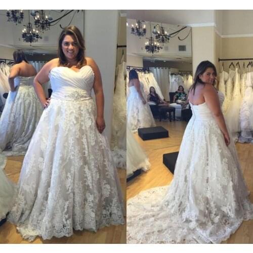 Charming Sweetheart Plus Size Wedding Dresses Sweep Train Custom Made Bridal Gown Brde Dresses