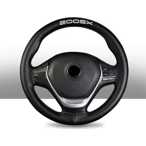 15 Inch 100% Cowhide Braid with Needles Thread Genuine Leather Car Steering Wheel Cover Soft Anti Slip For Nissan 200SX