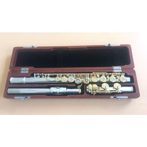 Excellence 16 open hole flute C Key silver plated body Golden key Great tone