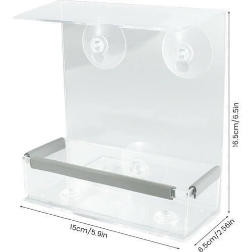 Hanging Wild Bird Feeder Parrot Pigeon Splash Proof Supplies Acrylic Window Suction Perspex Clear Viewing Seed Food Container