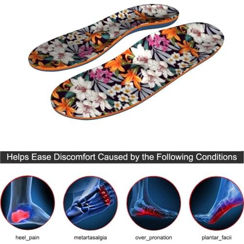 Anti-slip And Shock-absorbing Arch Support Insole With Simple Flower Pattern Cover
