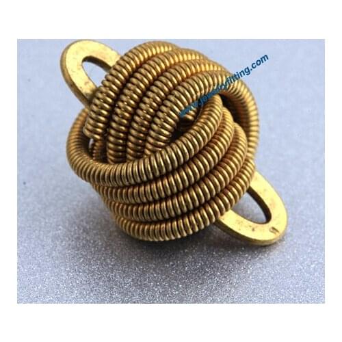 All kinds of jewelry findings supplier Raw brass colorCoiled wire spherical connector beads handmade18.5*12.5mm