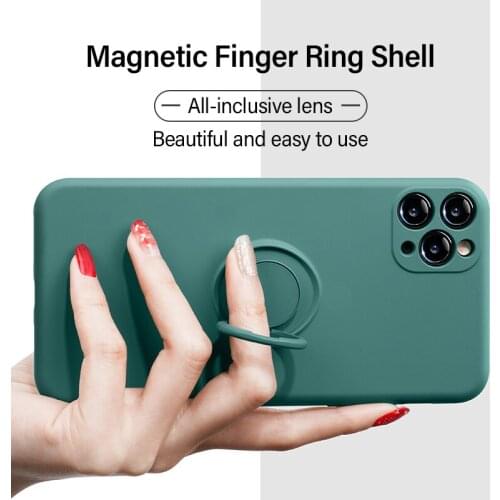 Ultra-thin Silicone Magnetic Holder Phone Case For iPhone 11 Pro SE XS max XR XS X 8 7 6s 6 Plus Stand Finger Ring Bracket Cover