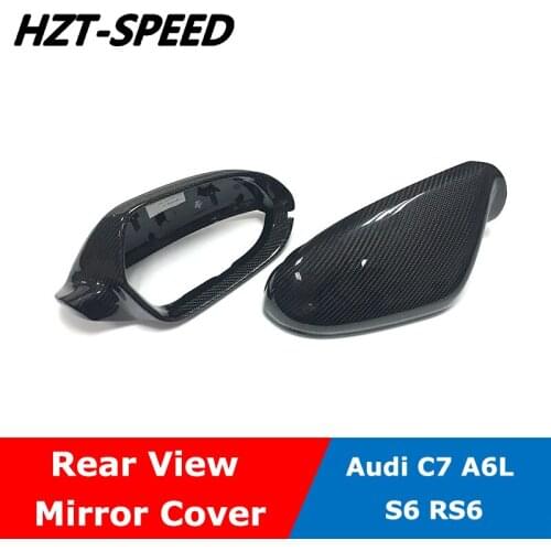 Replacement Type Carbon Fiber Rear View Mirror Cover For Audi C7 A6L S6 RS6 Modification No Lane Change