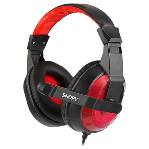 Snopy SN-633 Black/Red Ear Top Player Headphone With Microphone