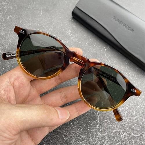 High Quality Acetate Polarized Sunglasses Classical Brand Designer OV5186 Vintage Men Women Round Sun Glasses 100% UV400