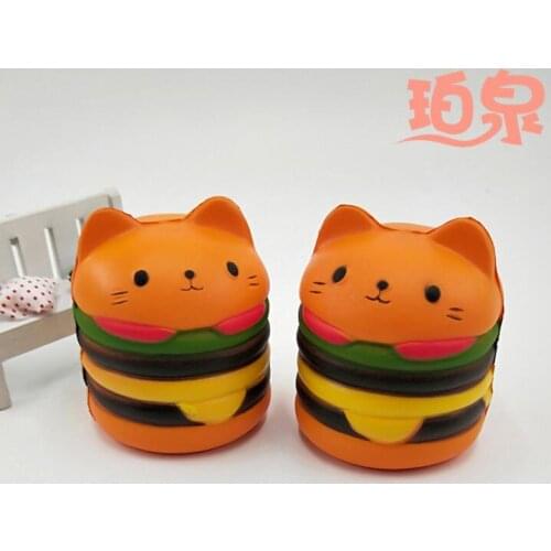 Squishy hamburger cat Milkshake Stress Relief Anti-stress Surprise Jokes Squish Slow Rising Gift Squshy Burger Cat Toys