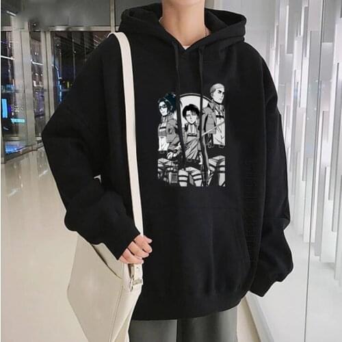 Japanese Anime Attack On Titan Print Hoodies Women Sweatshirt Cartoon Graphic Streetwear Harajuku Oversized Men Hoodies