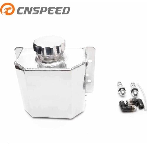 CNSPEED Universal Alloy Aluminium 1L Engine Oil Catch Can Breather Tank Fuel Tanks Bottle Polished YC101320