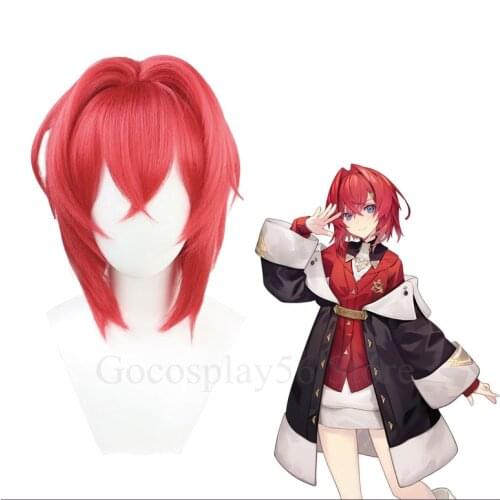VTuber Ange Katrina Wig Hololive Youtuber Cosplay Red Short Straight Girls Heat Resistant Hair Diluc