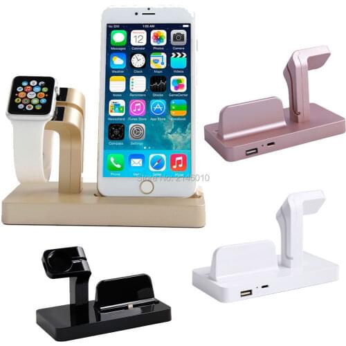 2 in 1 Charging Cradle Brack For iPhone 7 6S Plus 5S 6 For Apple Watch Station USB Charger Dock Band Stand Holder Desktop