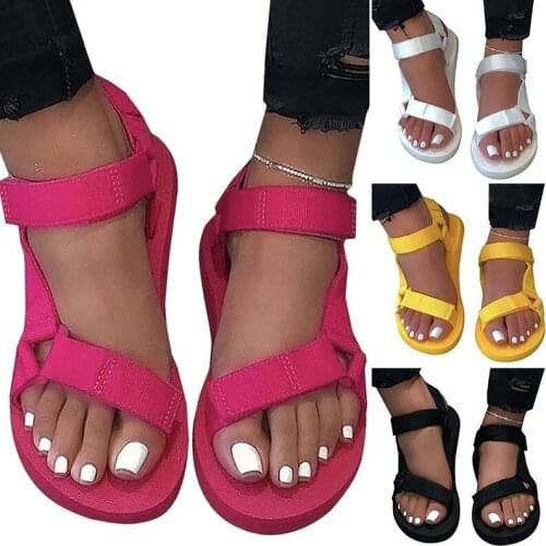 Women Flat Wedges Platform Slide Sandals Ankle Strap Comfy Summer Slippers Casual Shoes -OPK