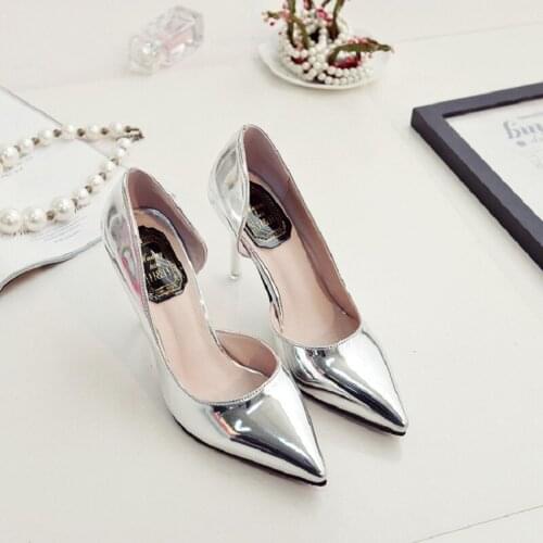 2021 spring and autumn new ladies all-match silver temperament high heels pointed toe shallow mouth sexy stiletto single shoes