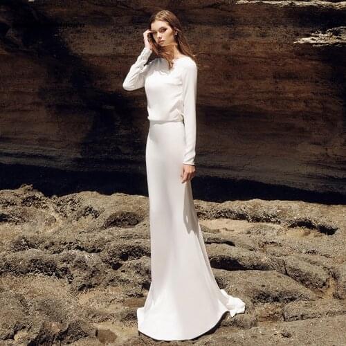 Lakshmigown Long Sleeve Dress Women Mermaid Wedding Gowns 2021 Sexy Bridal Boho Lace Wedding Dresses vestido de novia Simple