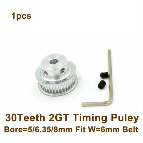 30 Teeth 2GT Timing Pulley Bore 5/6.35/8mm Fit 2GT Timing Belt W=6mm GT2-6 Belt 30T 30Teeth GT2 Timng Belt Pulley For 3D printer