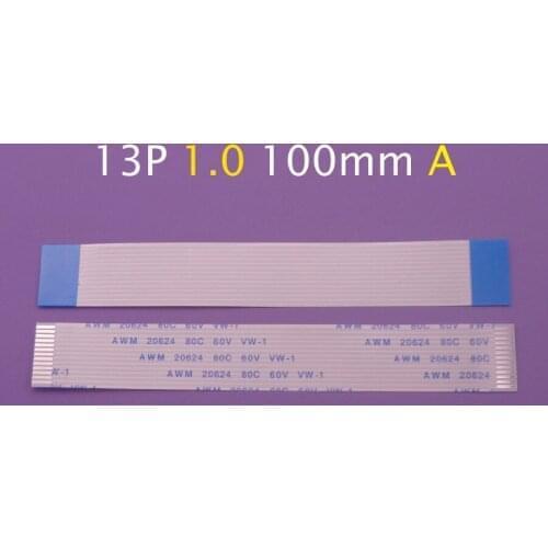 1pcs 13pin FFC FPC flat flexible cable 1.0mm pitch 13 pin A Forward Length 100mm Ribbon Flex Cable AWM 20624 80C 60V VW-1
