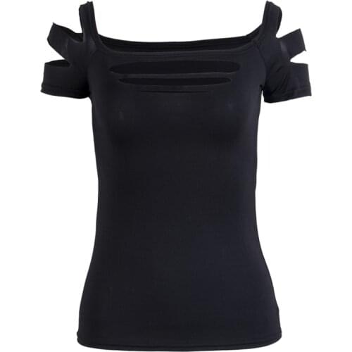 1pc hirigin high Quality black T-shirt women 2018 Fashion Ladies Sexy Ripped Slashed Tight short sleeve T Shirt Top Clubwear Tee