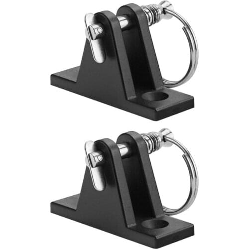 2Pcs Boat Bimini Top Nylon Deck Hinge with Quick Release Pin & Ring 2 Holes w/ Stainless Steel Mounting Screws