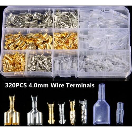 320Pcs 4.0mm Car Motorcycle Bullet Terminals Electrical Wire Connectors Male Female With Insulated Transparent sheath