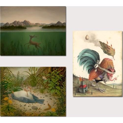 Mark Ryden Animal 1 Panel Abstract Wall Art Oil Painting Poster Canvas Painting Print for Living Room Home Decor