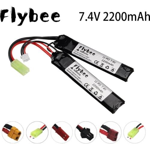 7.4v 2200mAh Lipo Battery for Water Gun 7.4V 40C Battery Split Connection for Airsoft BB Air Pistol Electric Toys Guns Parts