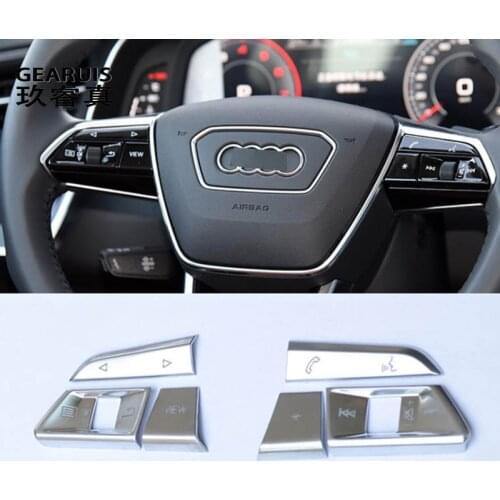Car styling for Audi Q3 Q5 A1 A3 8V A4 B9 B8 A5 A7 A6 C8 2019 steering wheel buttons Trim decoration Covers stickers Accessories