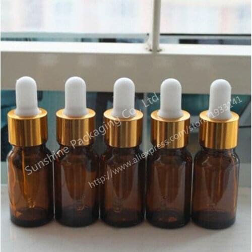 Free Shipping 200pcs 10ml amber/brown glass bottle with dropper Small shading glass bottle 10cc glass essential oil container