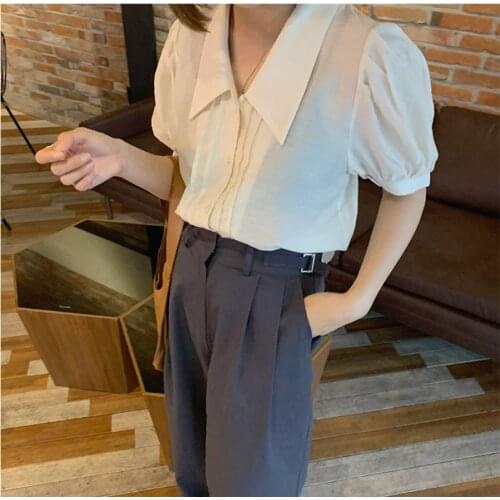 New spring Vintage white Shirt female Oversize Tops Women short sleeve Girls Blouse Summer New Women Blouses femme Blusas