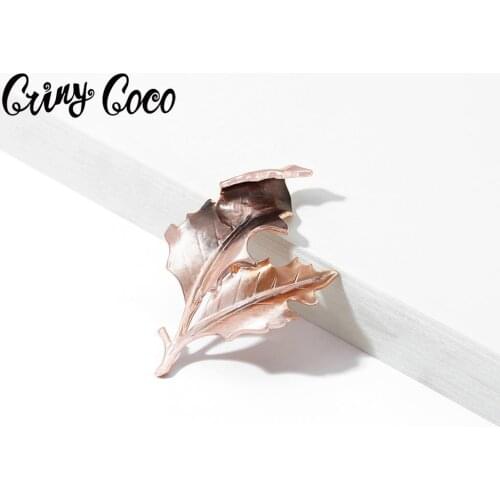 Cring Coco Leaves Brooch Beautiful Fashion Enamel Plant Large Banquet Pin Accessories Gift Brooches Pins For Women Coat Scarf