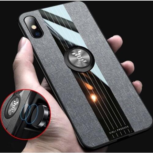 Ikrsses For Apple iphone Xs Max Case Simple cloth texture car magnetic bracket Case For iPhone XR X XS Soft TPU framework Cover