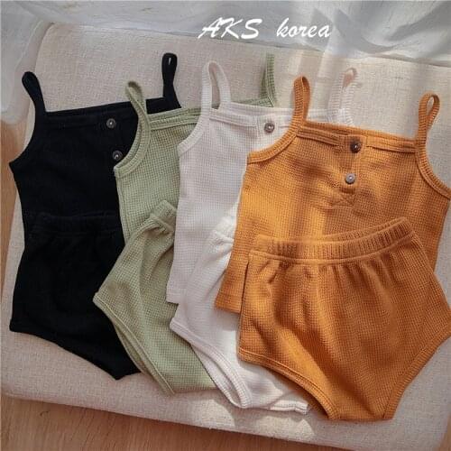 Childrens Clothing Baby Suit 2021 Summer Camisole Triangle Shorts Mens And Girls Baby Childrens Home Service