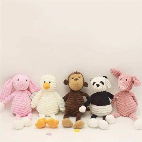 Baby Elephant Lion Fox Rabbit Pig Panda Duck Monkey Soft Stuffed Toys Cute Torest Animal Plush Toy For Kids Stripe