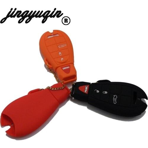 Jingyuqin 4 Buttons Silicone Remote Key Case For Dodge Chrysler Magnum Challenger Charger Key Covers Car-styling