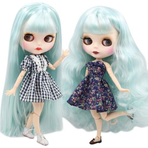 ICY DBS Blyth doll green hair with white skin customized matte face Joint body BL6909