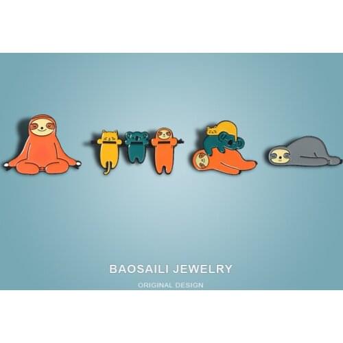 Cute Cartoon Dripping Student Brooch Backpack Collar Sloth Cowboy Badge Enamel Acrylic Pin Clothes Accessories