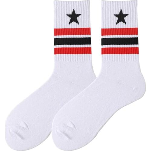 Fashion five-pointed star unisex running socks riding competition hiking outdoor pure cotton sports non-slip socks