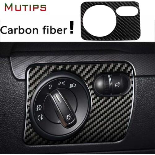 Mutips Front Headlight Switch Cover Trim Carbon Fiber Sticker For volkswagen golf 6 gti R MK6 2008-2012 for scirocco 2009-2016
