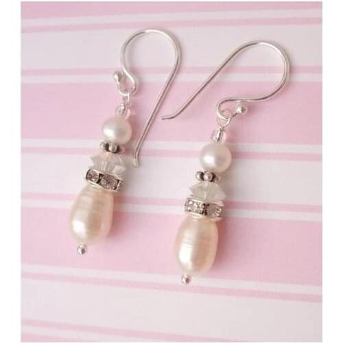 New Arrival Favorite Pearl Earring Designer Vintage 925 Silver Freshwater Pearl Crystal Rhinestone Earring Bridal Lady Gift