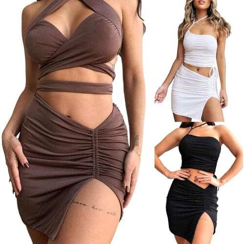 Solid Color Low Elastic Waist Slit Pencil Skirt Women Close-fitting Sexy Clubwear Skirt Female Clothes