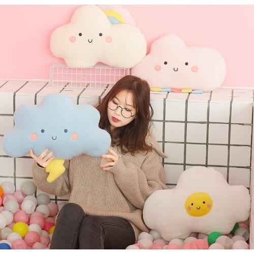 48cm Lovely Sky Series Cloud Plush Toys Kawaii Sun Rainbow Lightning Series Clouds Pillow Stuffed Soft Cushion for Home Decor