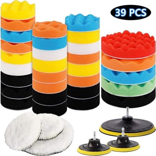 Car Polishing Sponge Pads Kit Foam Pad Buffer Kit Polishing Machine Wax Pads for Auto Motorcycle motor vehicle Removes Scratches