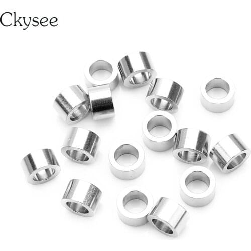 Ckysee 10Pcs/lot 4x5 8x5mm Stainless Steel Hollow Tube Spacer Beads Small Hole 3.2 5.2mm Loose Beads Handmade Jewelry Making