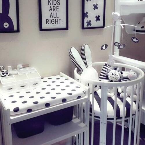 Baby Bed Sheet Cotton Cartoon Black White Crib Fitted Sheet For Baby Newborn Mattress Cover Infant Baby Bed Linens Baby Bedding