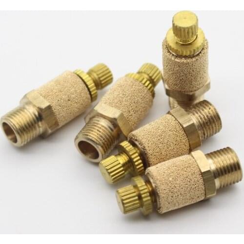 Threaded Brass Pneumatic Muffler Silencer Filter Flow Speed Controller Sintered Bronze SLL-01/02/03/04