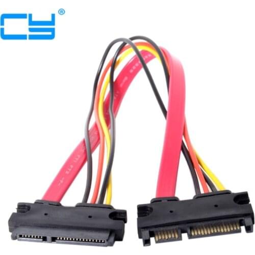 SATA III 3.0 7+15 22 Pin SATA Male to Female Data Power Extension Cable 30cm Red Color