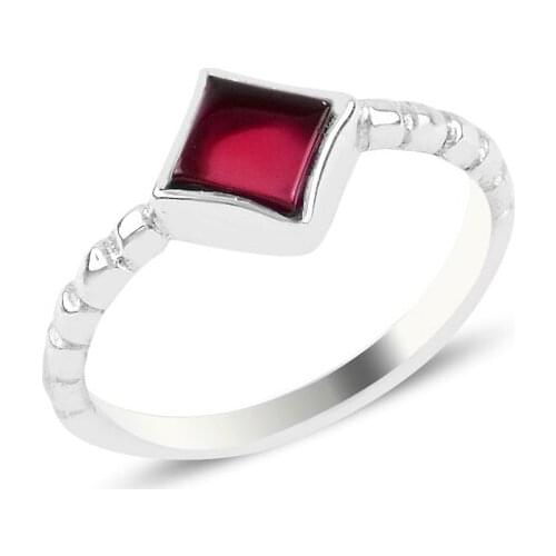Silverlina Silver Red Agate Solitaire Ring