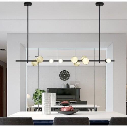 Modern led Pendant lights long Chandeliers Restaurant Office Hanging Lamp Gold Black Body pole Adjustable Minimalist Nordic Lamp