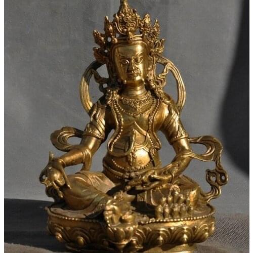 Old Tibetan Buddhism brass mouse Yellow Jambhala wealth God Buddha statue